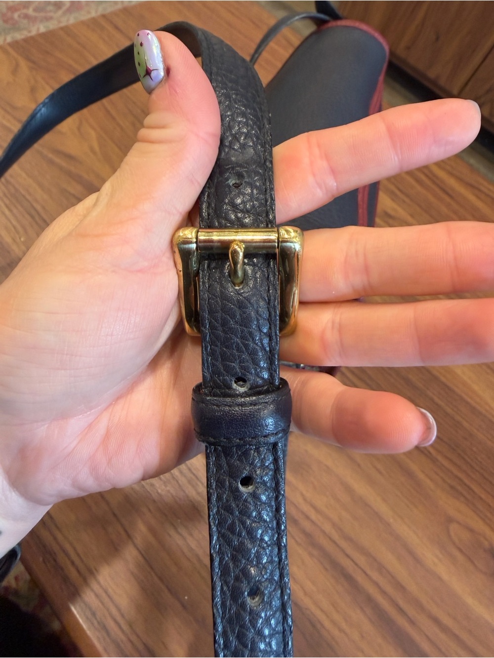 Dooney & Bourke Navy, Taupe & Burgundy Pebbled Leather Crossbody - Picture 11 of 16